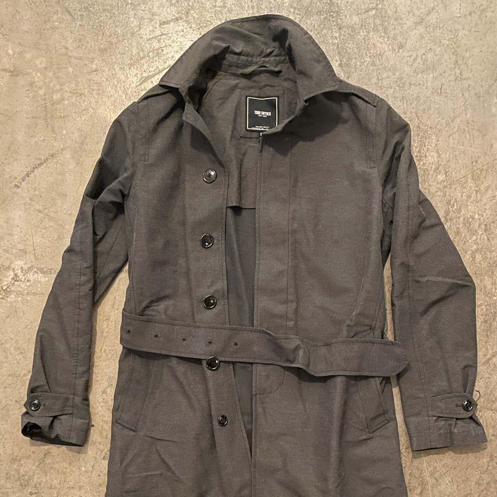 todd snyder grey trench coat xs